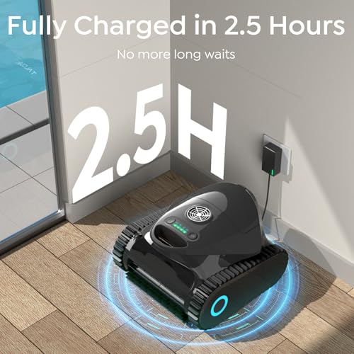 C1 Cordless Pool Cleaner Robot – 180 Mins Run Time, Triple-Motor Powerful Suction, Wall & Waterline Cleaning, Smart APP Navigation, Dual-Layer Filtration for Inground Pools up to 150㎡ (Onyx)