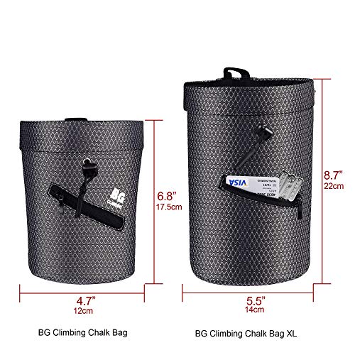 BG Climbing Chalk Bag with Zippered Pocket and Elasticated Waistband Designed for Climbing, Bouldering or Big Wall
