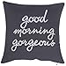 EURASIA DECOR Set of 2 Pcs Hello Handsome Good Morning Gorgeous Embroidered Square Accent Throw Pillow Cover - Gift for Wedding, Couple, Anniversary, Bedroom Decor - 18x18 Inches, Dark Grey