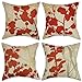 wendana red flowers pillow 18 set of 4 for teen girls