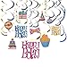 30 Pack Hanging Happy Birthday Swirl Decorations - Party Streamers for Ceiling and Birthday Decorations (35-38 in)