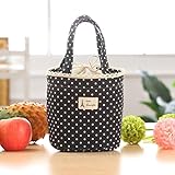 Paymenow Thermal Insulated Lunch Box Cooler Bag Tote Bento Pouch Lunch Container Handbag(Black)