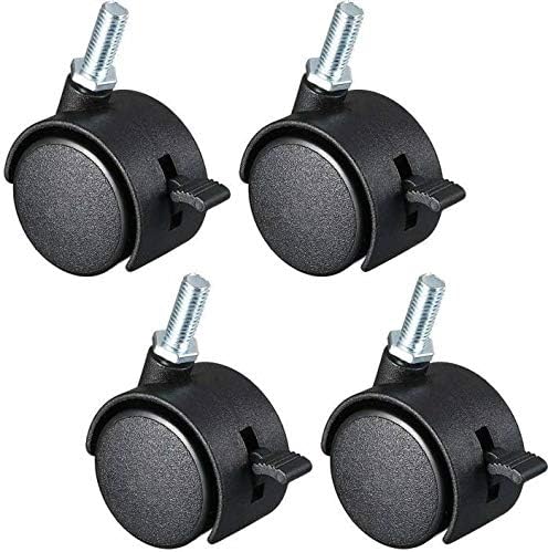 Amarks Heavy Duty and Strong Fixed Carbon Steel Furniture Caster Wheel with Lock (Standard Size, Black) -Pack of 4