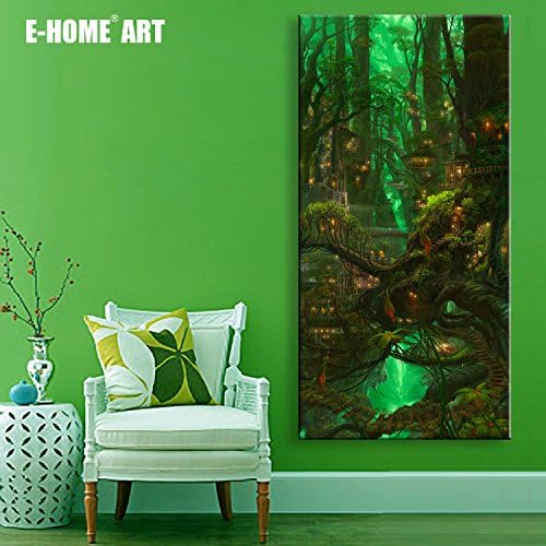 NIKUD-LED Stretched Frame Canvas Prints Wall Decoration Home Decor Living Rooms Offices Bedrooms Decorative Tree House LED Printing Painting,3060CM,#FP1414