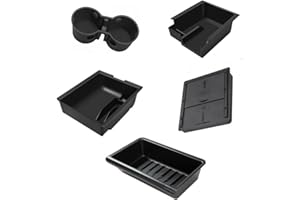 CHIRANO 5PCS Center Console Organizer Tray for Tesla Model Y 2020-2024 (NOT Compatible with New Model Y 2025), Accessories for Armrest Storage Tray/Hidden Storage Box/Cup Holder Insert/Under Seat Storage Box