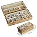 Keebofly Jewelry Tray with Lid Rustic Wood Jewelry Organizer Box Display with 2 Stackable Layers Jewelry Holder for Earrings Rings Necklaces - Carbonized Black