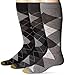 GOLDTOE Men's Carlyle Crew Dress Socks, 3-Pairs, Black Argyle Mix, X-Large