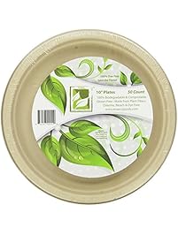 Earth's Natural Alternative Wheat Straw Fiber, Bagasse (Sugarcane) Tree Free 10" Plate, 50 Pack