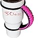 Hand-made Paracord Handle For YETI Mug, Ozark Collers, Rtic, BOSS, Kodiak, SIC Trail Rambler and other 30oz Tumblers - Ultra-Strong 550 lbs Type 3 Paracord Handie, Black/Pink style - Best Gift Idea!