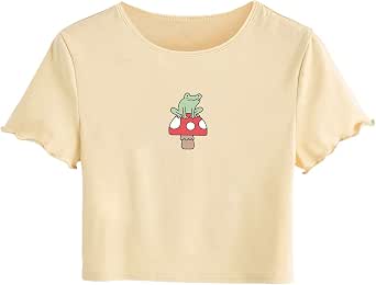 Sweatyrocks Womens Short Sleeve Print Crop Top T Shirt...