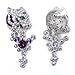 EVER FAITH Austrian Crystal Gorgeous Tiger Flower Teardrop Necklace Earrings Set Purple Silver-Tone