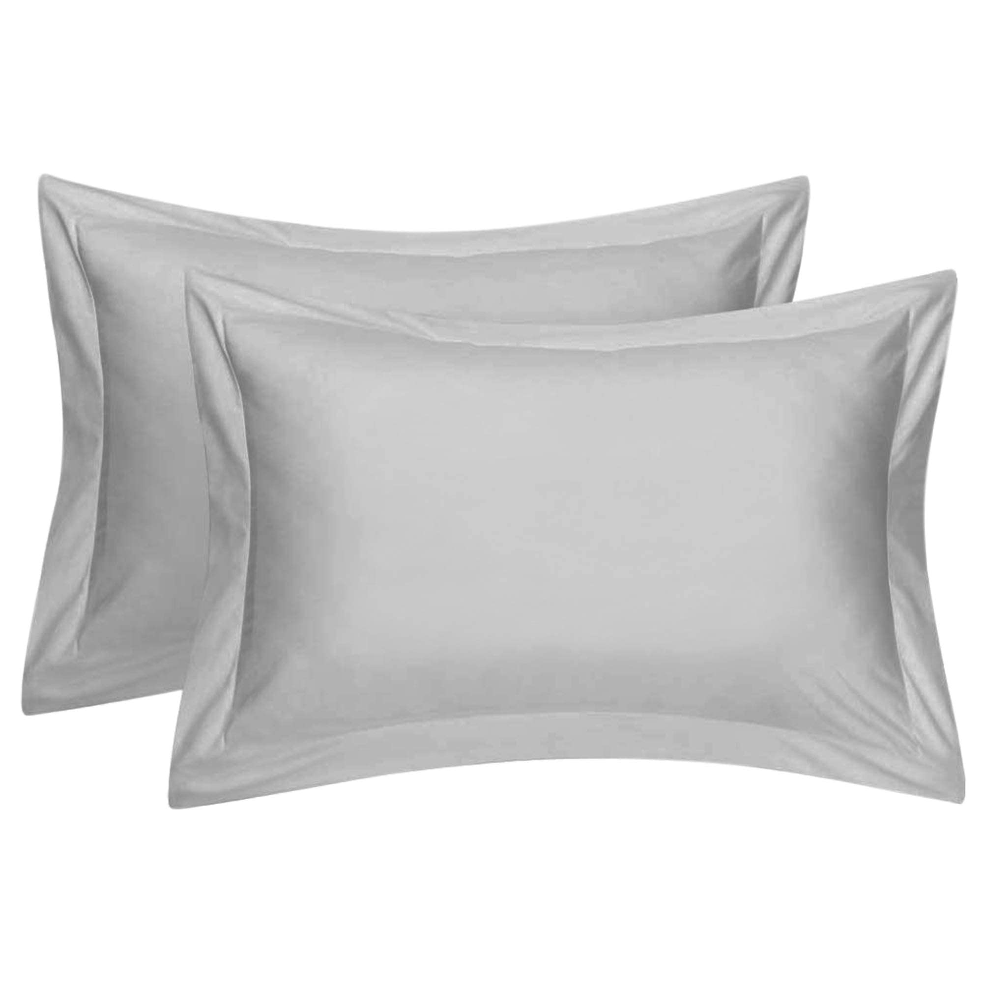 Comfort Beddings Heavy Quality 600 Thread Count 100% Egyptian Cotton Oxford Pillow Cases Pack Of 2 - Silver ( Standard Size 50 x 75 CM )
