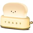 QANYI Small Table Lamp, Cute Toast Bread LED Bedroom Nightstand Light with Timer and Rechargeable, Cool Birthday Gift for Bab