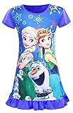 WNQY Little Girls Princess Pajamas Toddler Nightgown Dress (Dark Blue,130/5-6Y)