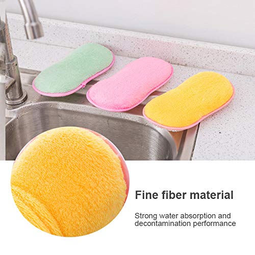 3Pcs Antibacterial Kitchen Scouring Pads Double Sided Scrubbing Sponges Scourer Non Odor Dish Scrubber Brush, Great for Non Stick Pans Pots Cookware