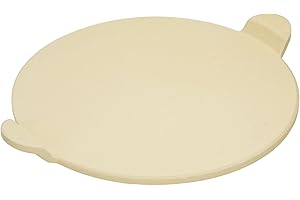 TAILGRILLER 15" Round Cordierite Ceramic Pizza Grilling Stone with Handle for Ovens and Grills, Pizza Stone for Making Crispy Pizza, Bread, Cookie and More