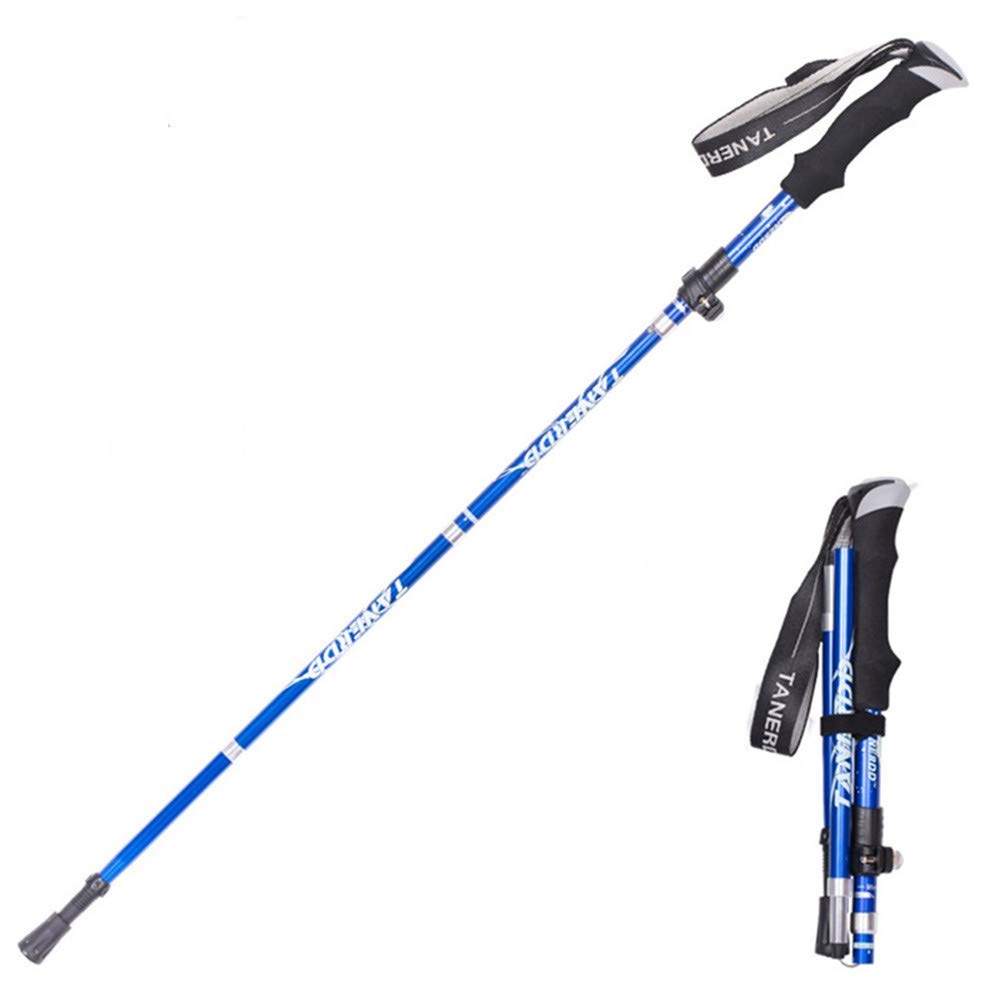 Trekking Poles, Collapsible Walking Poles for Men Women, Adjustable Lightweight Walking sticks for Trekking, Camping, Backpacking, Hiking (Blue 1 pack)