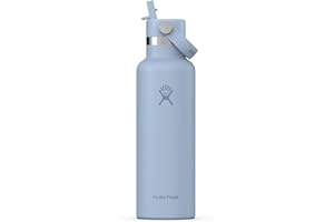 Hydro Flask 21 Oz Stainless Steel Standard Mouth Water Bottle with Flex Straw Cap and Double-Wall Vacuum Insulation, Surf