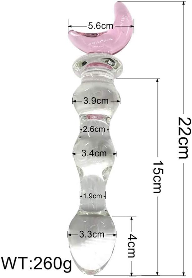 LJX Women's Toy Glass Wands Pull Beads with Moon Massage Wands Transparent Amal Plug Waterproof Sunglasses