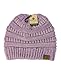 NYfashion101 Exclusive Unisex Two Tone Warm Cable Knit Thick Slouch Beanie Cap, Lilac/Dark Beige