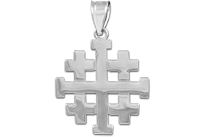 CLADDAGH GOLD 925 Sterling Silver Templar Crusaders Jerusalem Cross Pendant