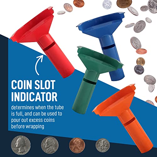 252 Coin Wrappers with Coin Sorter Tubes Funnel Shaped ColorCoded