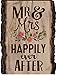 P. Graham Dunn Mr & Mrs Happily Ever After 9 x 12 Wood Bark Edge Design Wall Art Sign