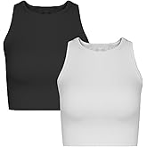 Nicytore 2 Pieces Basic Seamless Sports Tank Tops Sleeveless Racerback Yoga Workout Crop Tops for Women
