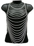 Ladies Silvertone Horizontally Layered Body Chain