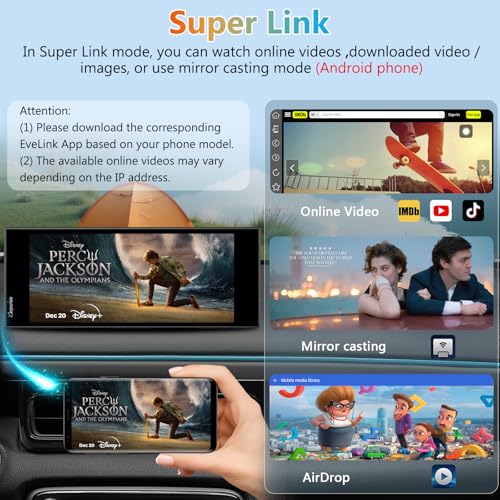 Carpuride W125S - Pantalla inalámbrica de 11.26 pulgadas HD para Carplay y Android Auto, 4K + 1080P + 1080P, cámara Dash para autos con tarjeta de 64GB, con grabación en bucle, Bluetooth, control de