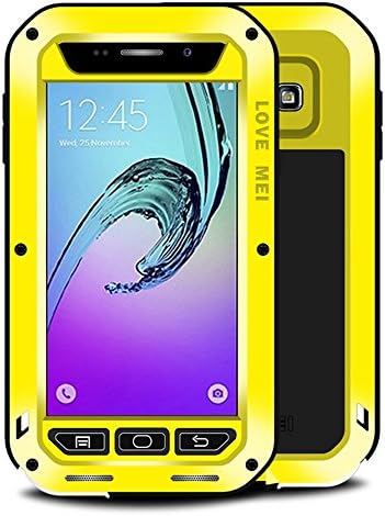 Galaxy A3100 Case, Tank Extreme Hard Gorilla Glass Luxury Aluminum Alloy Protective Metal Water Resistant Shockproof Military Bumper Heavy Duty Cover Shell Case for Samsung A3100 A310F A3 (Yellow)