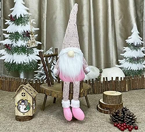 Christmas Gnome Xmas Decorations Home Decor Grey Pink White Gonk Nordic Ornaments Gift Large Sequin Gnomes (Pink)