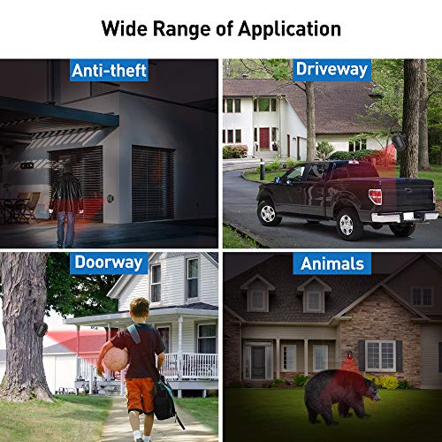 Driveway Alarm, 328ft Long Transmission Range Weatherproof Motion Sensor Detector DIY Security Alert System for Home, Business, Outdoor Property Safety (32 Chimes / 5 Volumes/LED Indicator)