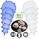 BeRicham 12 Pack Reusable Durable and Expandable Silicone Stretch Lids to Keep Food Fresh Perfect for All Kinds of Food Storage Container, Dishwasher Refrigerator and Microwave Safe, 6 Size