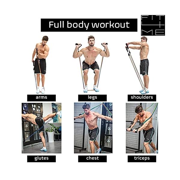 FIT4ME-Resistance-Bands-Set-12-pcs-5-HEAVY-DUTY-Latex-Fitness-Tubes-150LB-Foam-Handles-Padded-Ankle-Straps-Door-Anchor-Exercise-Bands-for-Men-Women-Home-Workout-Home-Gym-Strength-Yoga-Pilates-Physio FIT 4 ME Resistance Bands Set 12 pcs 5 HEAVY DUTY Latex Fitness Tubes 150LB Foam Handles Padded Ankle Straps Door Anchor…