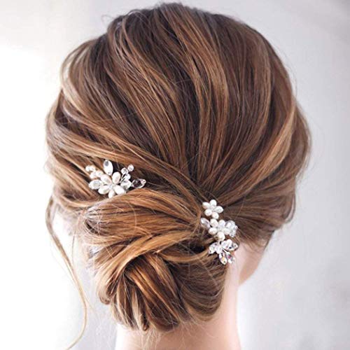 image for Jakawin Bride Wedding Pearl Hair Pins Bridal Hair Accessories Silver H