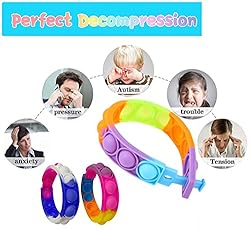 TOMOIN 30 Pcs Pop Fidget Bracelet, Wearable Push