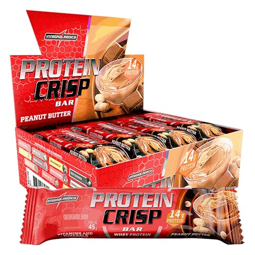 Integralmédica - Barra de Proteína Whey Protein Crisp Bar Peanut Butter - Snack Proteíco - Pré e Pós-Treino - Display com 12 Unidades