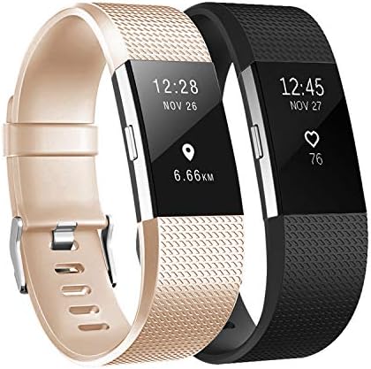 Fundro Replacement Bands Compatible with Fitbit Charge 2, 2 Pack Classic & Special Edition Adjustable Sport Wristbands