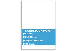 LYUZECHEEAN Cardstock Paper - Plain Heavy Bright White Stock, Cover Stock Paper, 110lb(300 gsm) Cover Thick Cardstock Paper, 8.5" x 11", 100 Sheets, Inkjet/Laser Printer Compatible