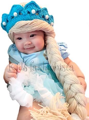 Disney Elsa Frozen Princess Queen Costume hat Wig Hair Tiara Baby Girl