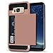Galaxy S8 Plus Case, Anuck Slide Cover Galaxy S8 Plus Wallet Case [Card Pocket][Hard Shell] Shockproof Armor Rubber Bumper Case with Slidable Card Slot Holder for Samsung Galaxy S8 Plus - Rose Gold