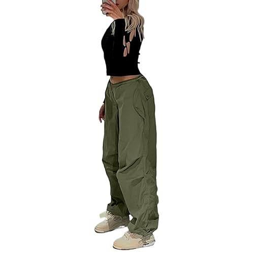 Women Oversized Cargo Pants Drawstrings Baggy Low Waist Loose Sweatpants  Cinch Bottom Joggers Hippie Trousers Vintage(Army Green,S) in Bahrain  Whizz