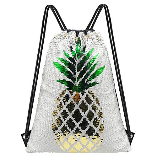 40 Of The Best Pineapple Gifts Unicorn Gift Mermaid Sequin Bag,Reversible Sequin Drawstring Backpack Glitter Sports Dance Bag Shiny Outdoor Beach Travel Backpack
