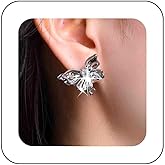 Vacaonio Silver Butterfly Stud Earrings Crystal Butterfly Shape Earrings Butterfly Cz Earrings Vintage Butterfly Wing Earrings Metal Butterfly Charm Earrings Jewelry for Women