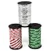 Gift Boutique Christmas Curling Ribbon Pack of 3 Rolls Green, Red & White Stripes, and Metallic Silver; Holiday Party Crafts Supplies Decorations- 100 Yards Per Roll Total of 900 Feet
