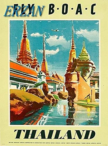 Amazon Co Jp Erzanメタルポスター壁画ショップ看板ショップ看板b O A Cをタイに飛ばすアジアアジアンヴィンテージ旅行広告インテリア 看板x30cm ホーム キッチン