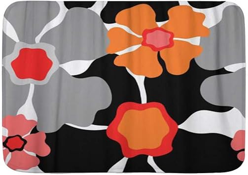 Kosalaer Badematte Retro Blumenabstraktion Grau Rot Rosa Orange Schwarz Auf Weiss Schone Blumen Plusch Badezimmer Dekor Matte Mit Rutschfester Unterseite 75cm X 45cm Amazon De Kuche Haushalt