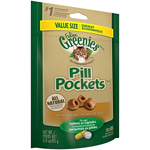 FELINE GREENIES Pill Pockets Cat Treats Chicken Flavor, 3 Ounce Value Size Bag