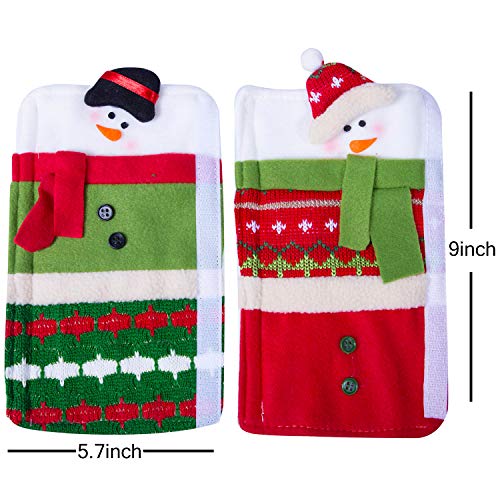 Korlon 5 Pack Christmas Refrigerator Handle Covers Set, Indoor Christmas Kitchen Decorations Snowman Appliance Door Covers with 2 Snowman Refrigerator Magnets